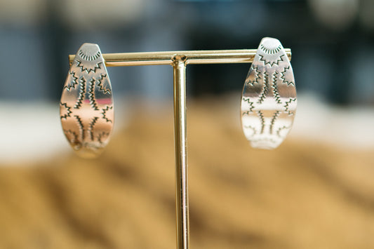 Zig Zag Stamped Tapered Earrings