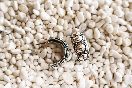 Silver Stamped Hoop