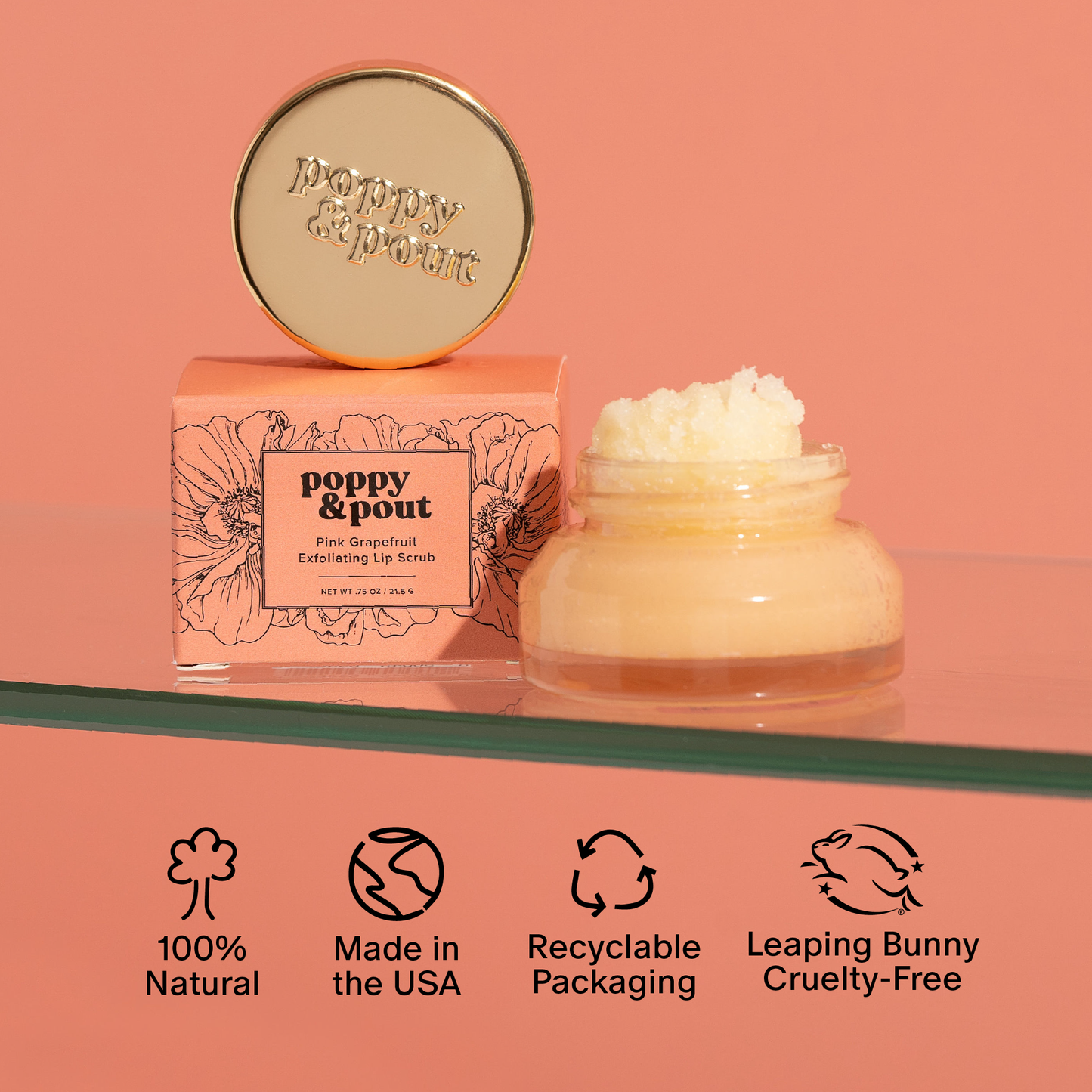 Poppy & Pout Lip Scrub Pink Grapefruit