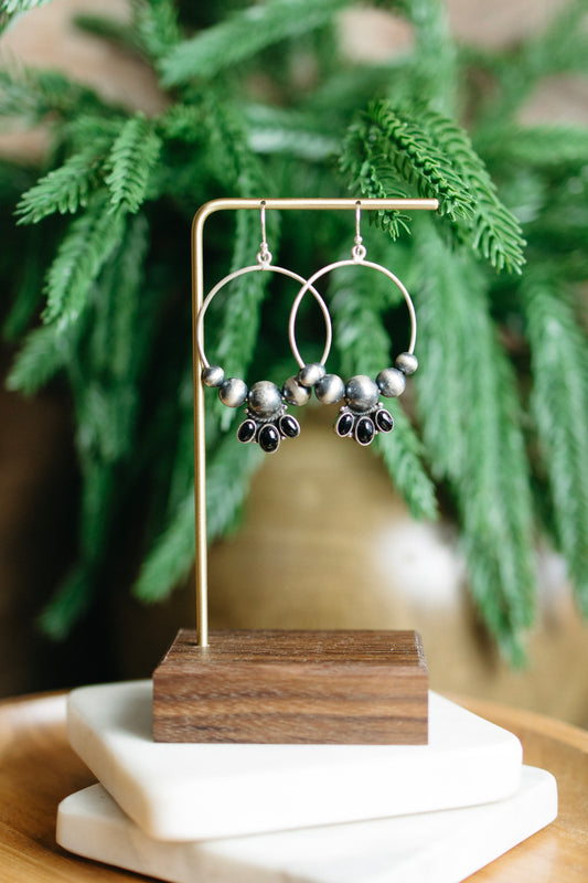 Onyx Pearl Hoops