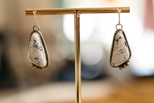 WHITE BUFFALO TRIANGLE EARRINGS