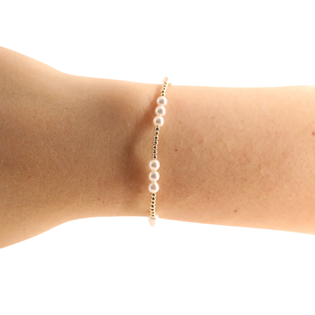 Beaded Blondes ILY Pearl Gold Bracelet