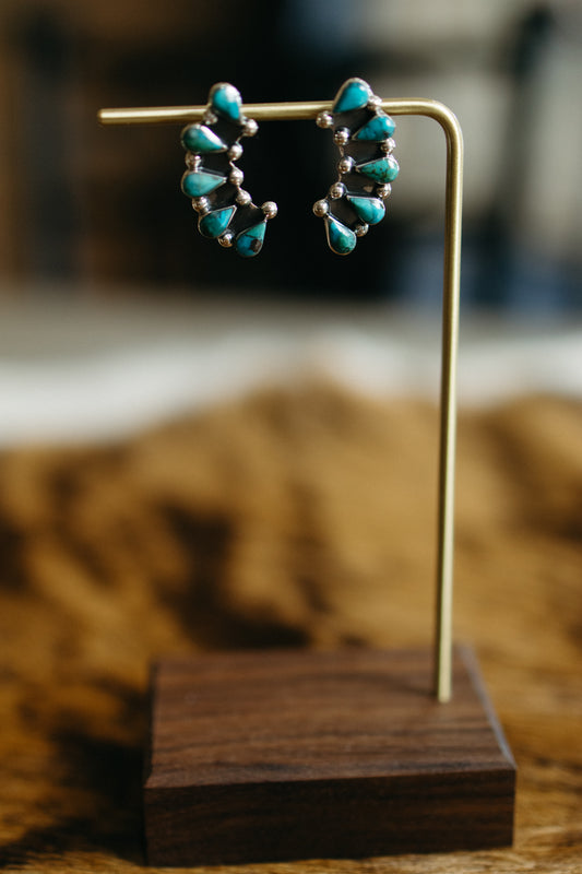 Half Cluster Turquoise Earring