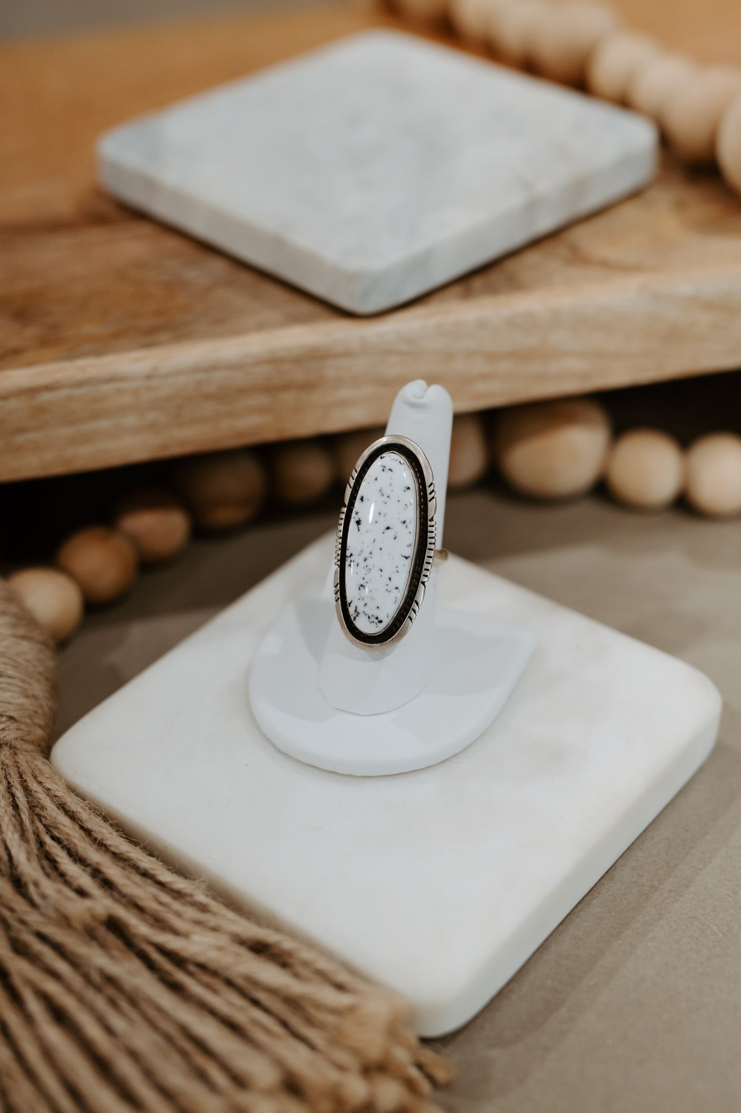 White Buffalo Adjustable Ring