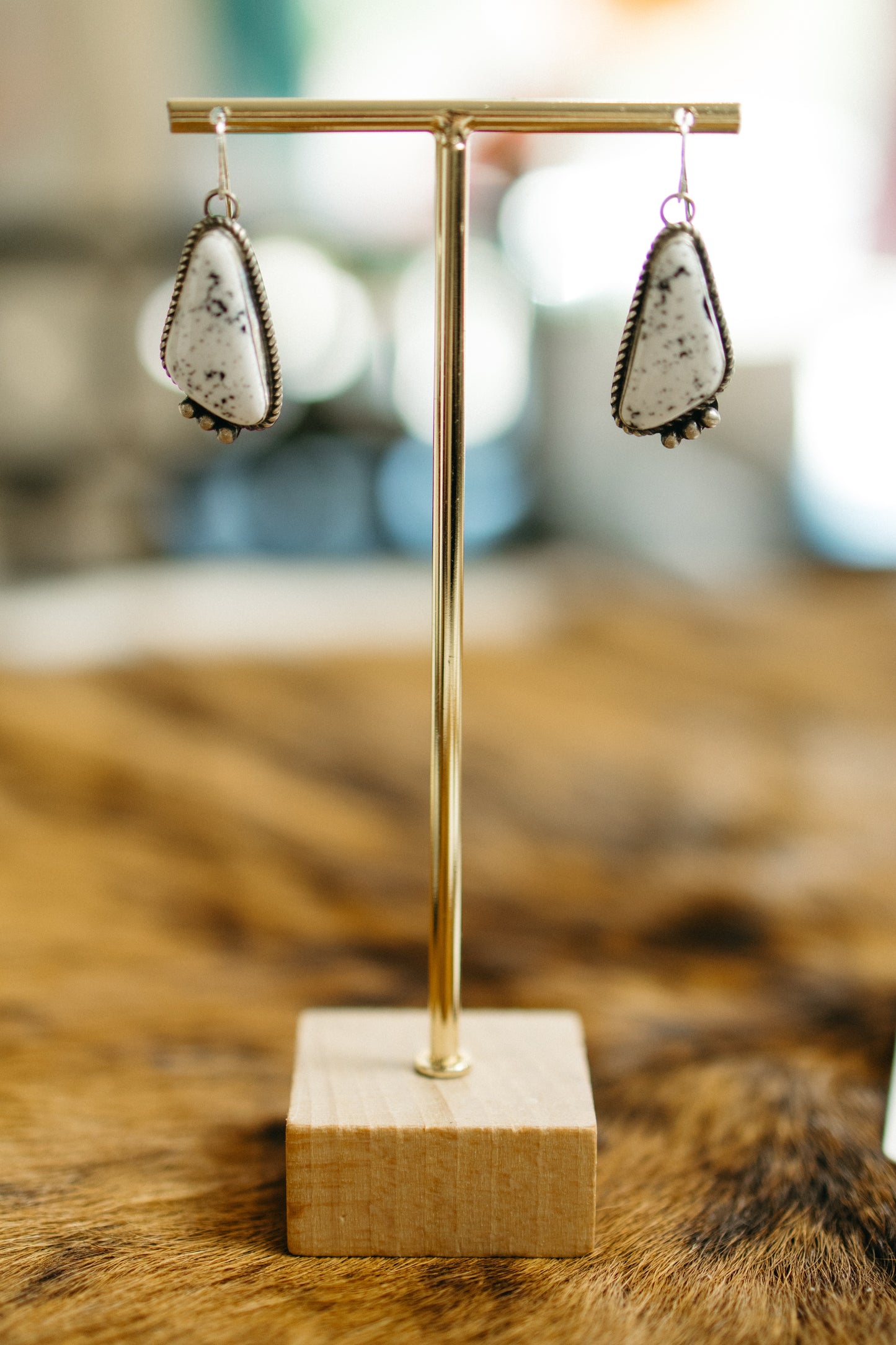 WHITE BUFFALO TRIANGLE EARRINGS