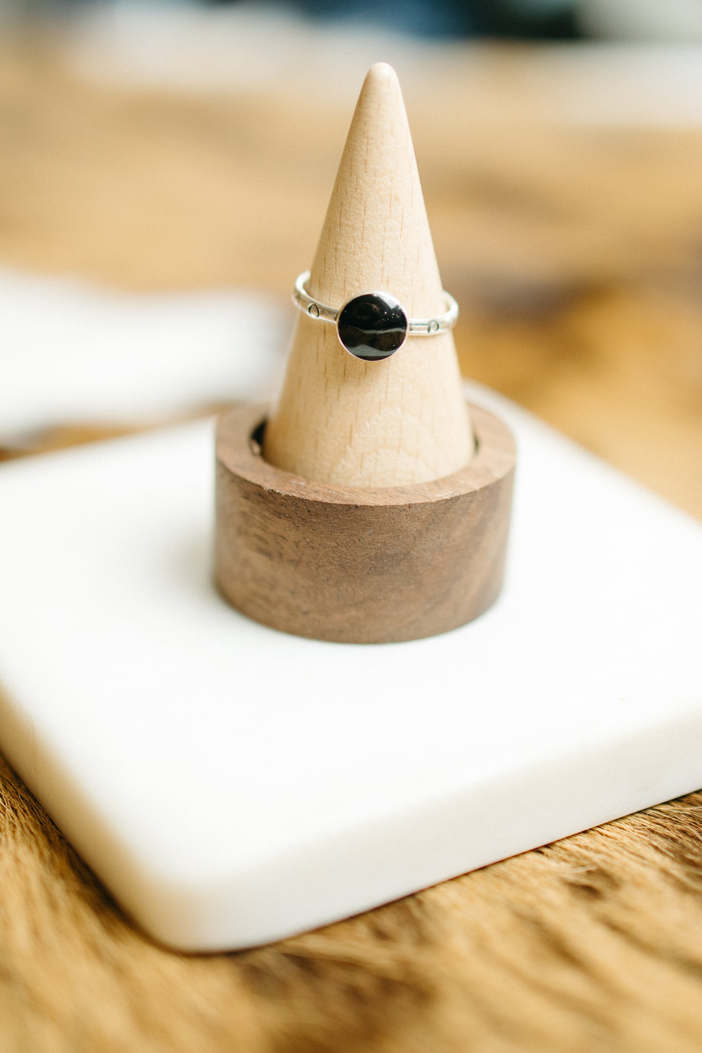 Onyx Stamped Stacker Ring