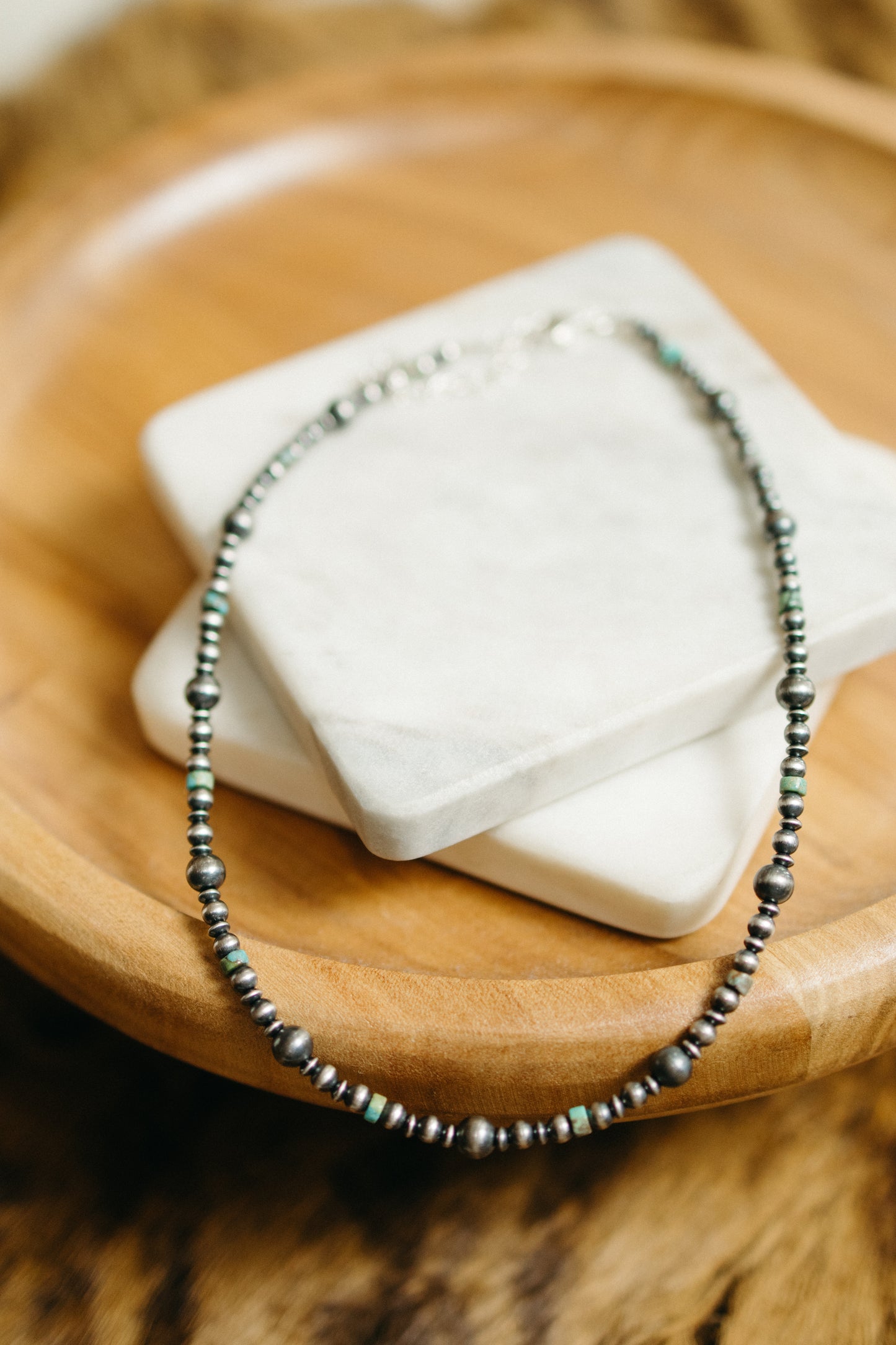 Graduated Pearls with Turquoise Necklace