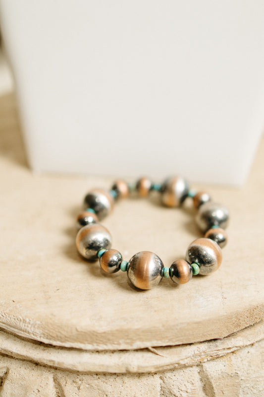 Copper Pearl with Turquoise Bracelet