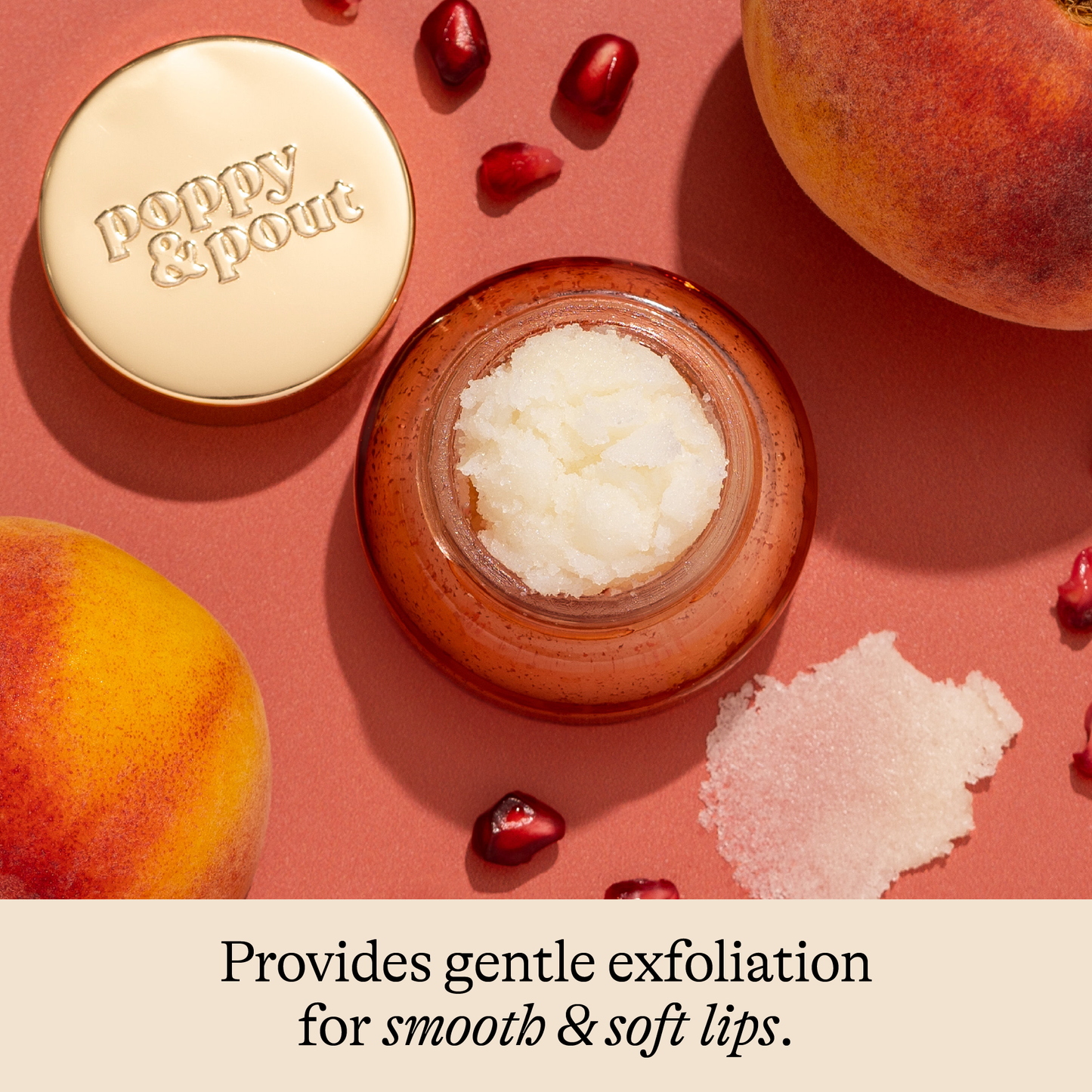 Poppy & Pout Lip Scrub Pomegranate Peach