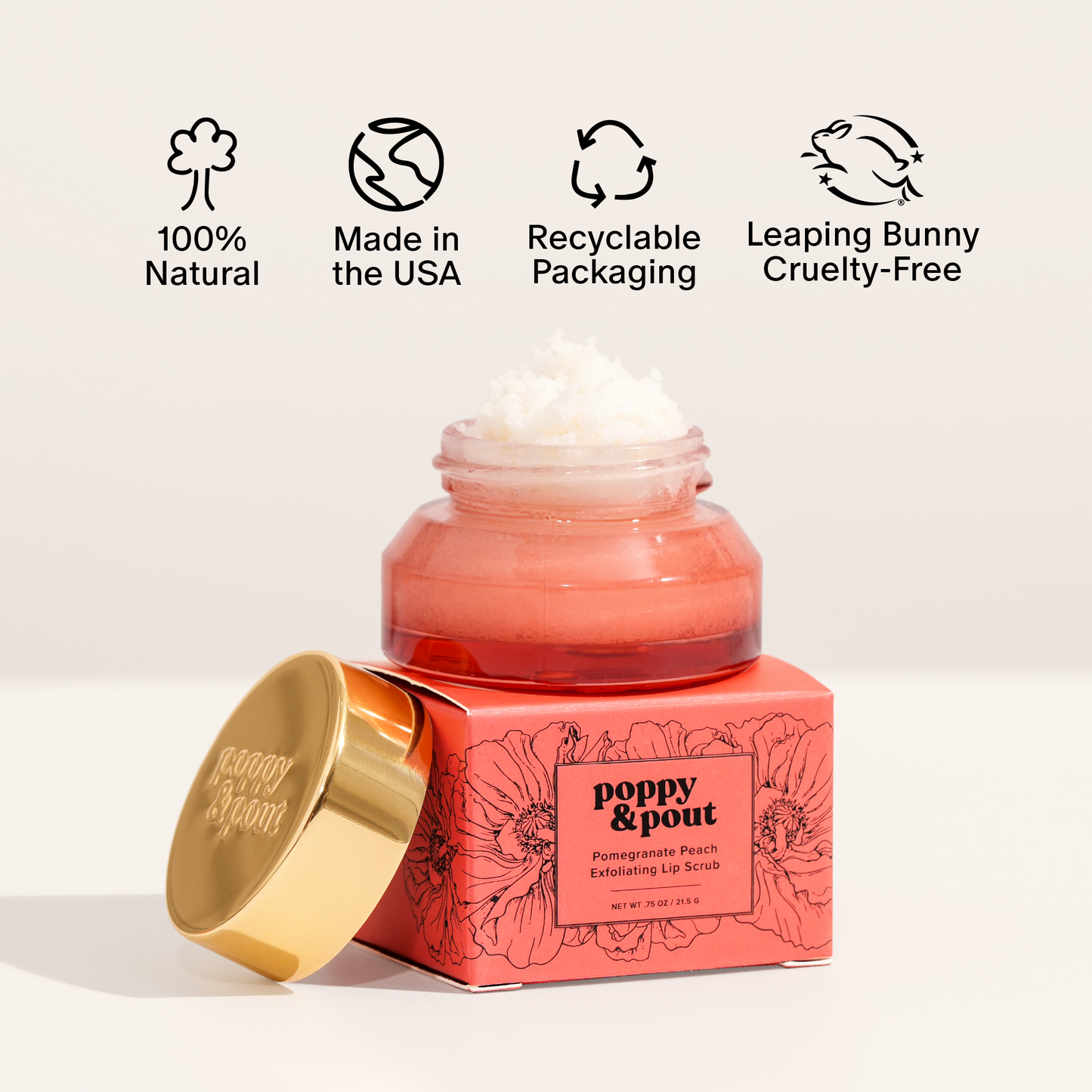 Poppy & Pout Lip Scrub Pomegranate Peach
