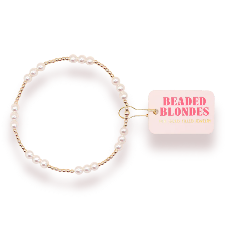 Beaded Blondes Kids ILY Pearl Bracelet