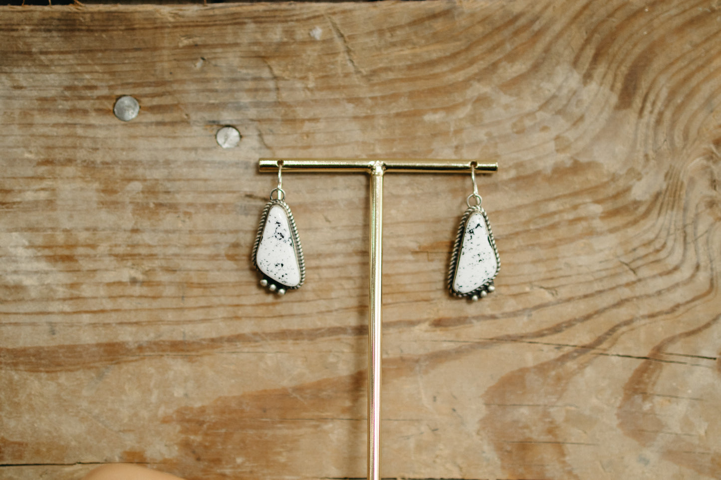 WHITE BUFFALO TRIANGLE EARRINGS