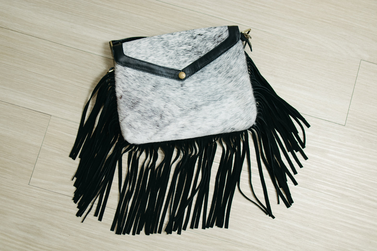 Cowhide Crossbody W/Fringe