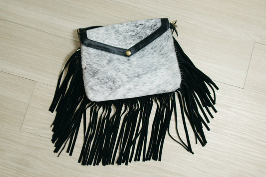 Cowhide Crossbody W/Fringe