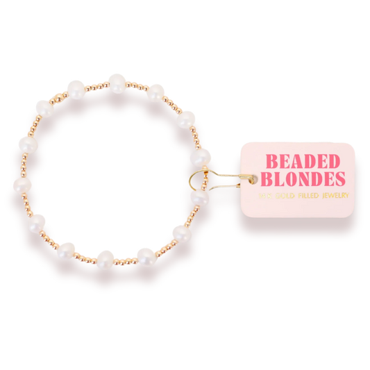 Beaded Blondes June Pearl Gold Bracelet
