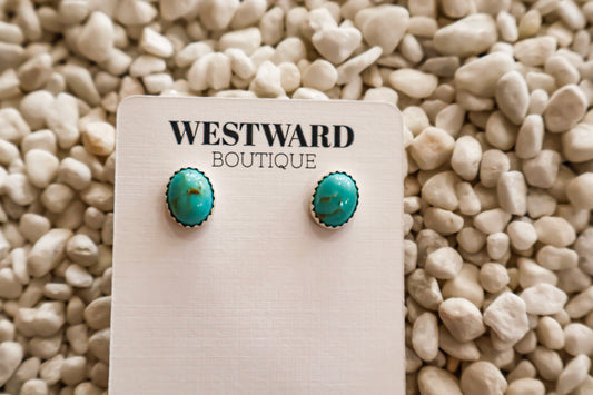 Small Oval Turquoise Studs