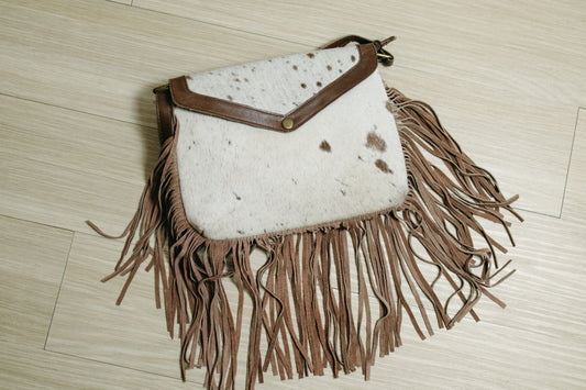 Cowhide Crossbody W/Fringe