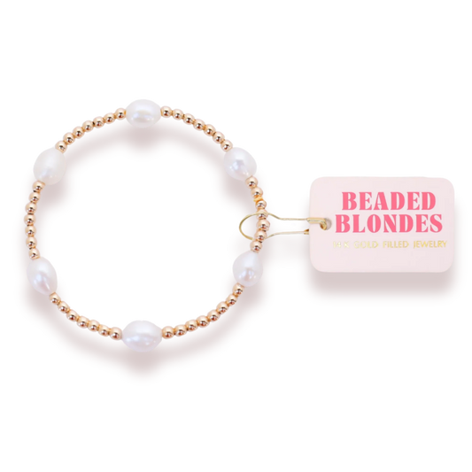 Beaded Blondes Pearl Poppi Gold Bracelet
