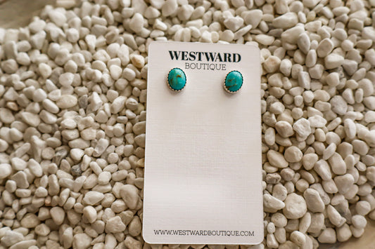 Small Oval Turquoise Studs