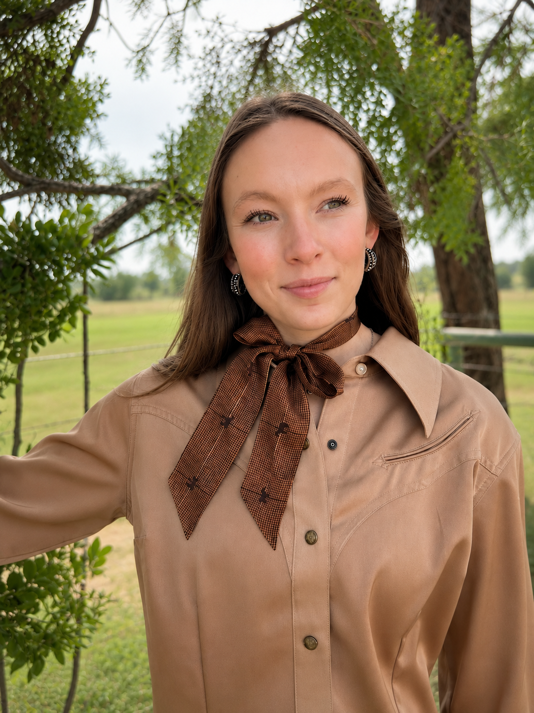 Brown Houndstooth Twilly