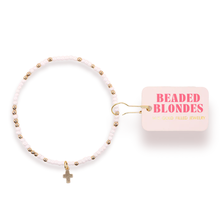 Beaded Blondes Mini Cross Charm
