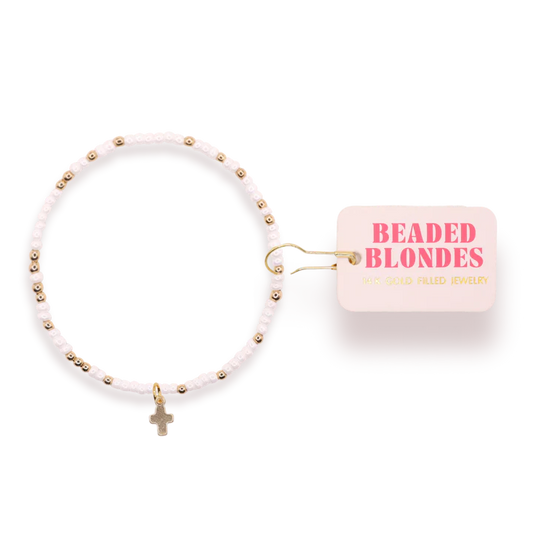 Beaded Blondes Mini Cross Charm