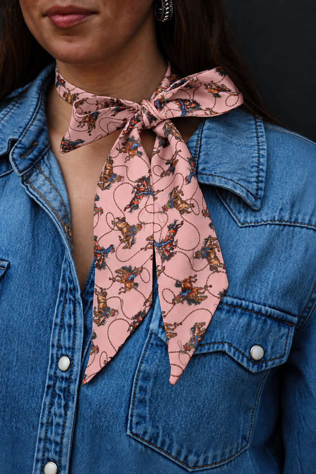 Muted Rose Pink Cowgirl Silk Twilly