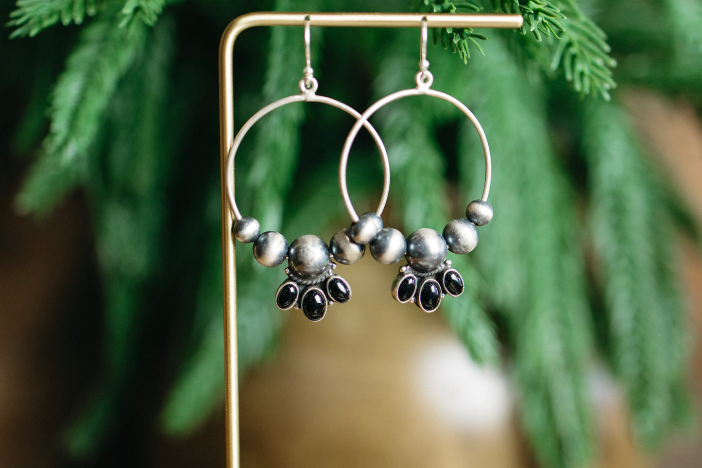 Onyx Pearl Hoops