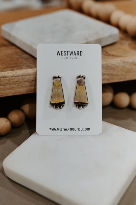 Trapezoid Bumble Bee Jasper Studs
