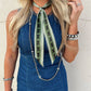 Sage Green Silk Twilly Scarf with Black Hereford Cow