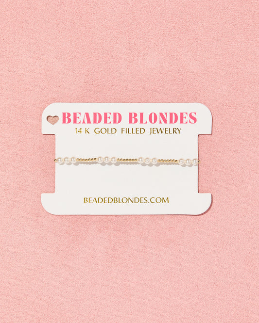 Beaded Blondes ILY Pearl Gold Bracelet