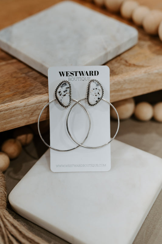 Circle White Buffalo Stud Hoops