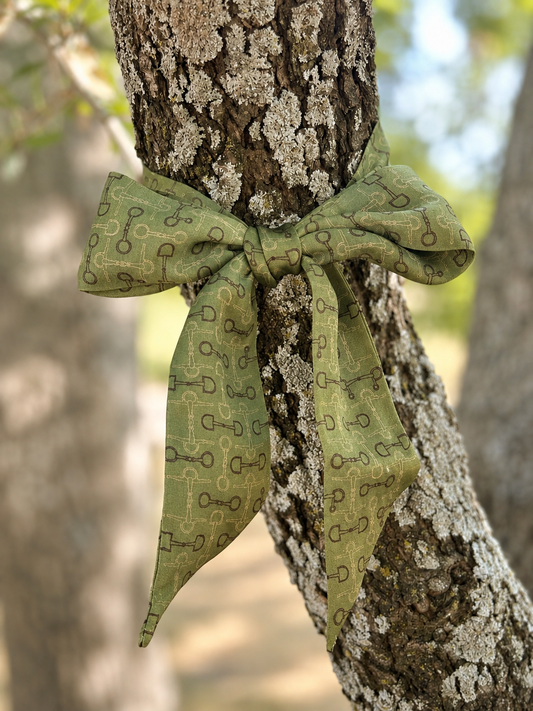 Olive Green Equestrian Bit Silk Twilly