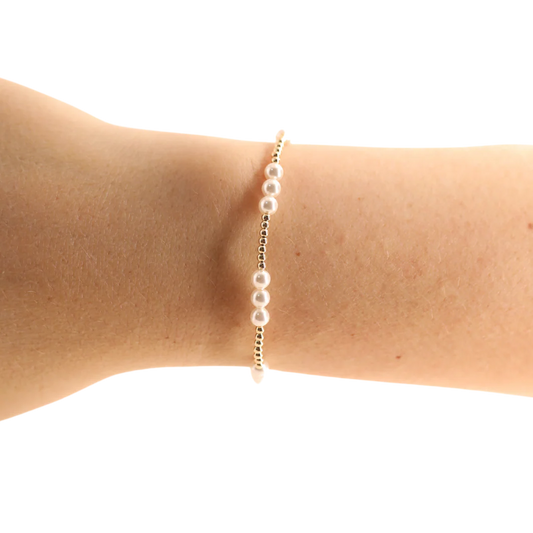 Beaded Blondes ILY Pearl Gold Bracelet