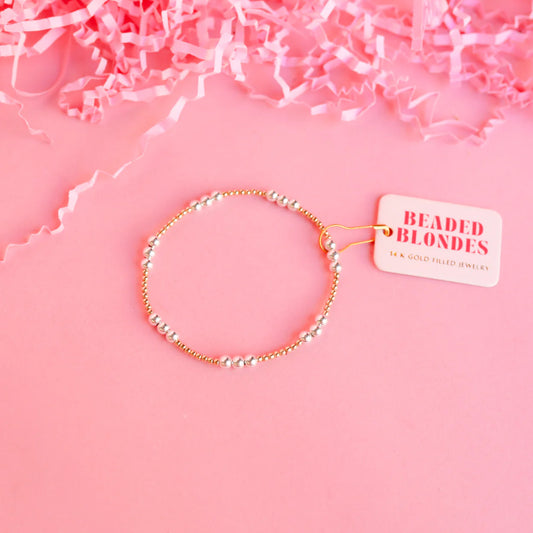 Beaded Blondes ILY Gold Silver Bracelet
