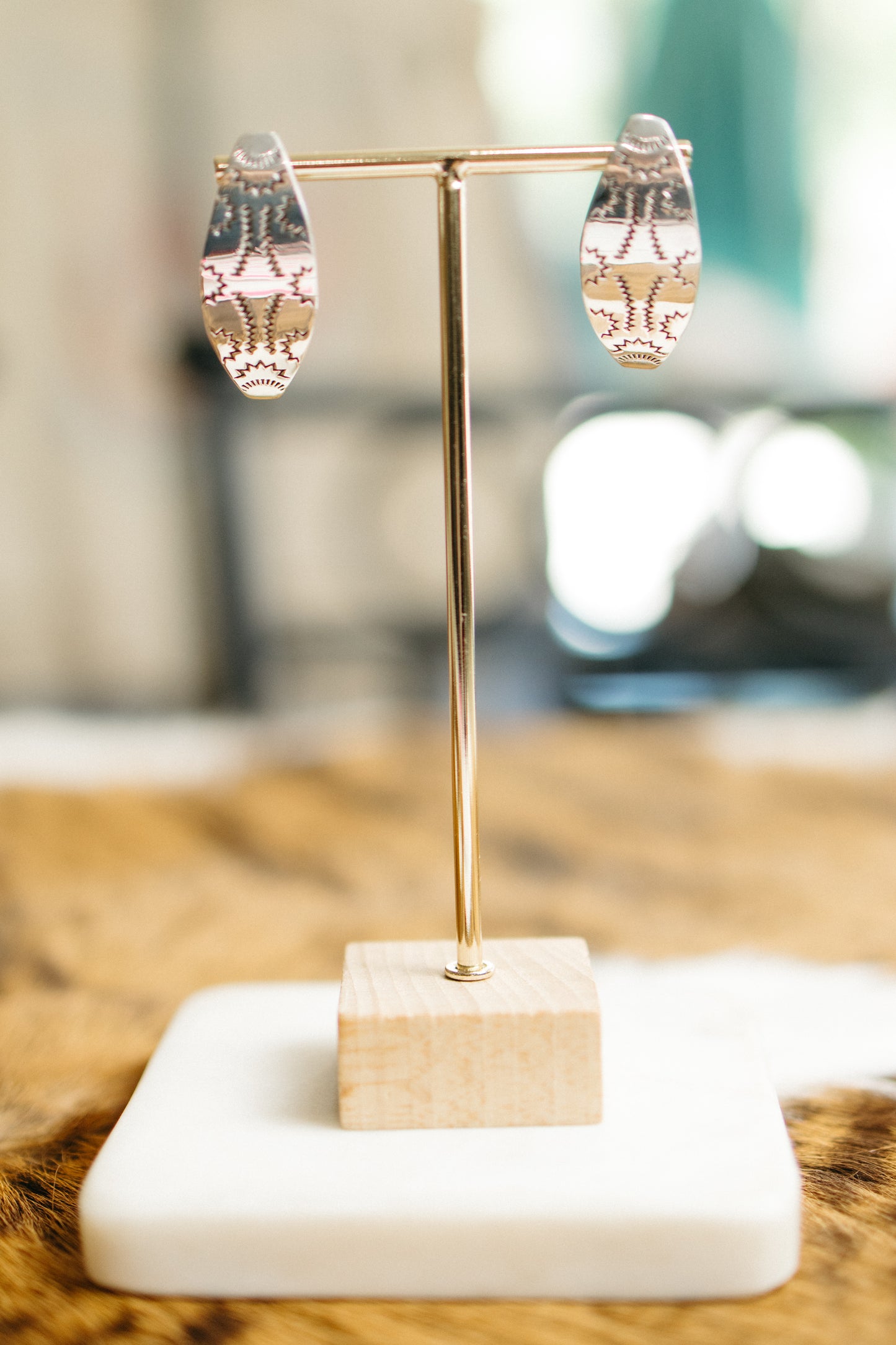 Zig Zag Stamped Tapered Earrings