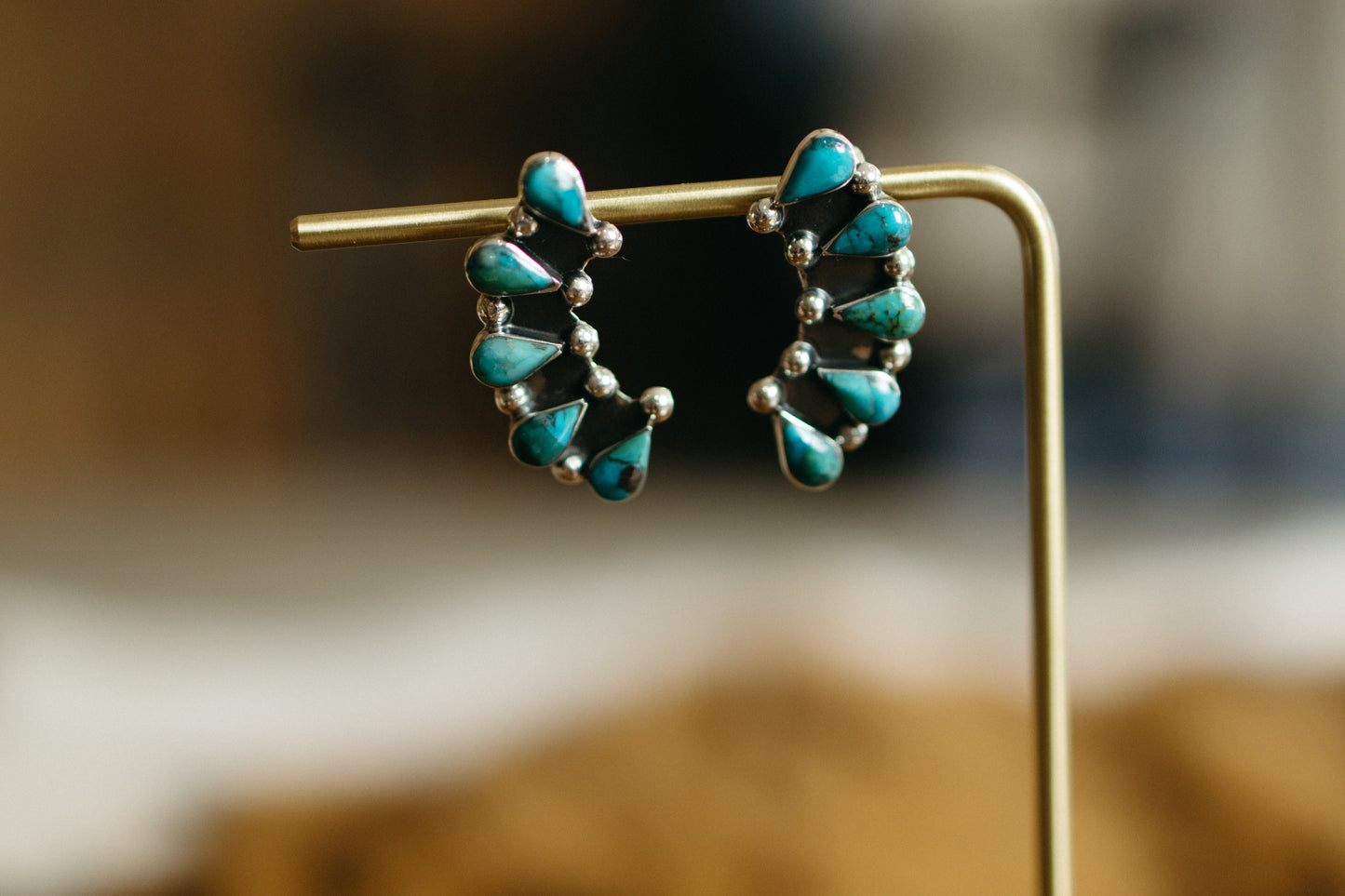 Half Cluster Turquoise Earring