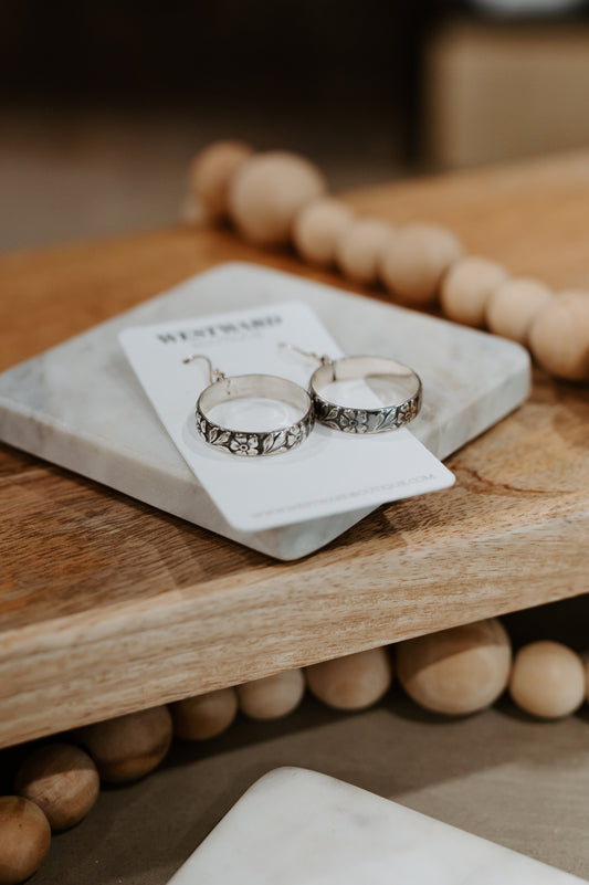 Floral Stamped Hoops