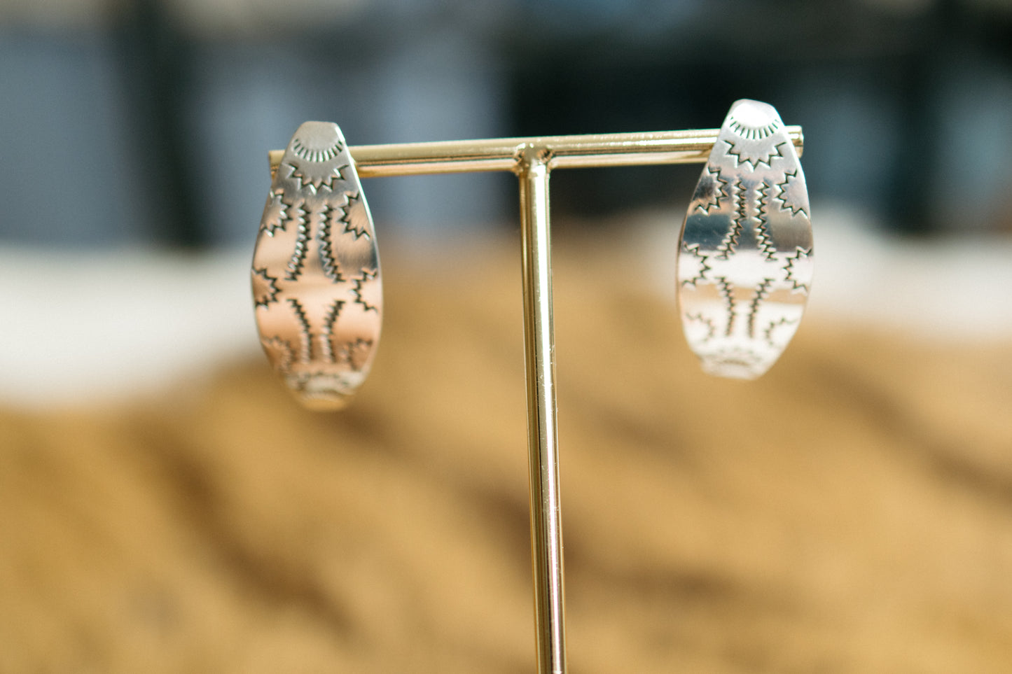 Zig Zag Stamped Tapered Earrings
