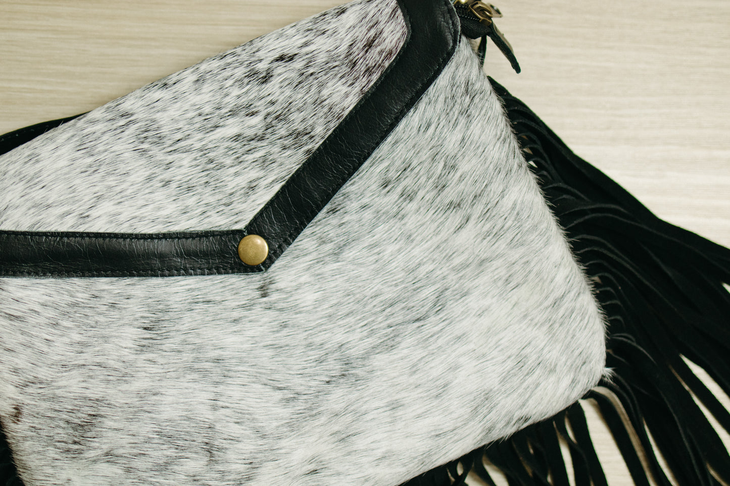 Cowhide Crossbody W/Fringe