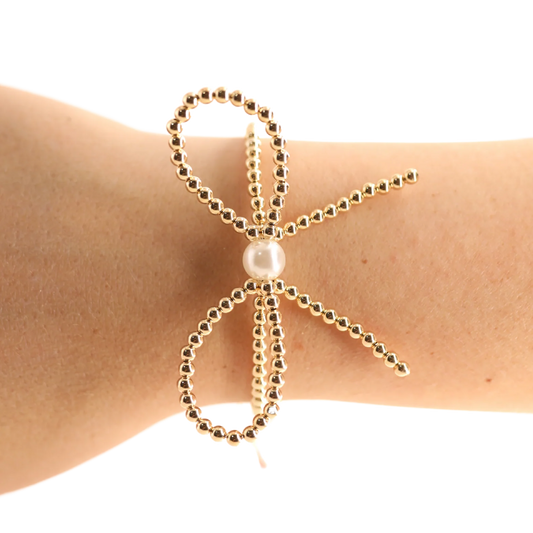 Beaded Blondes Gold Bow Bracelet