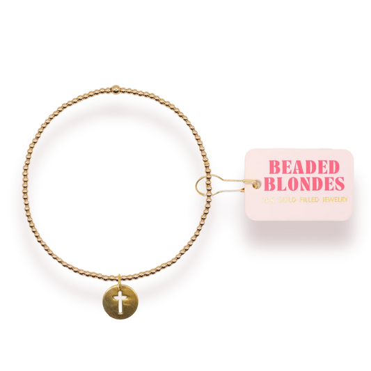 Beaded Blondes Cross Cutout Bracelet