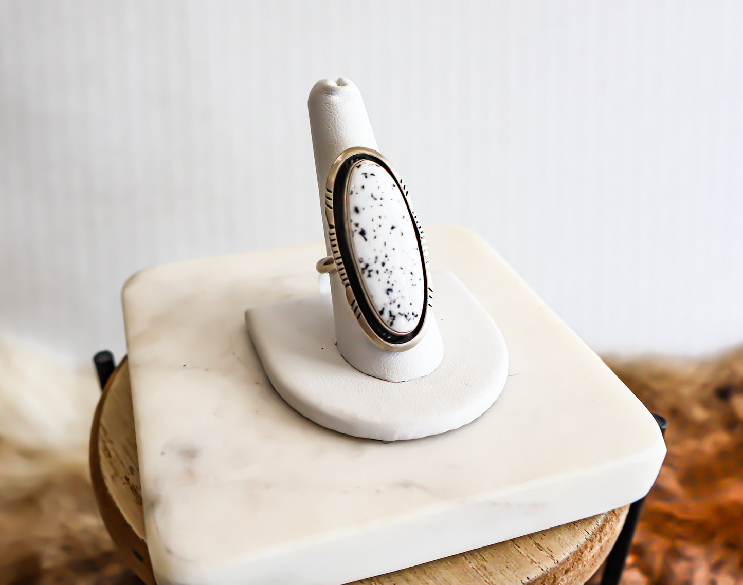 White Buffalo Adjustable Ring