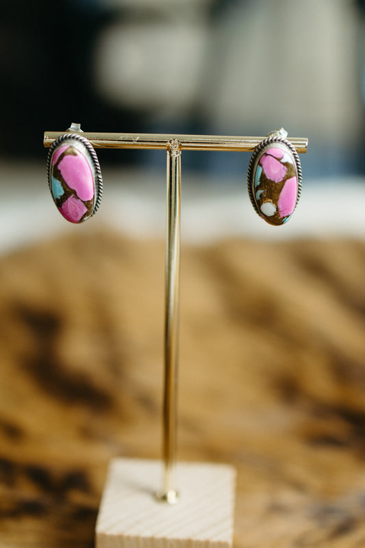 Oval Cotton Candy Studs