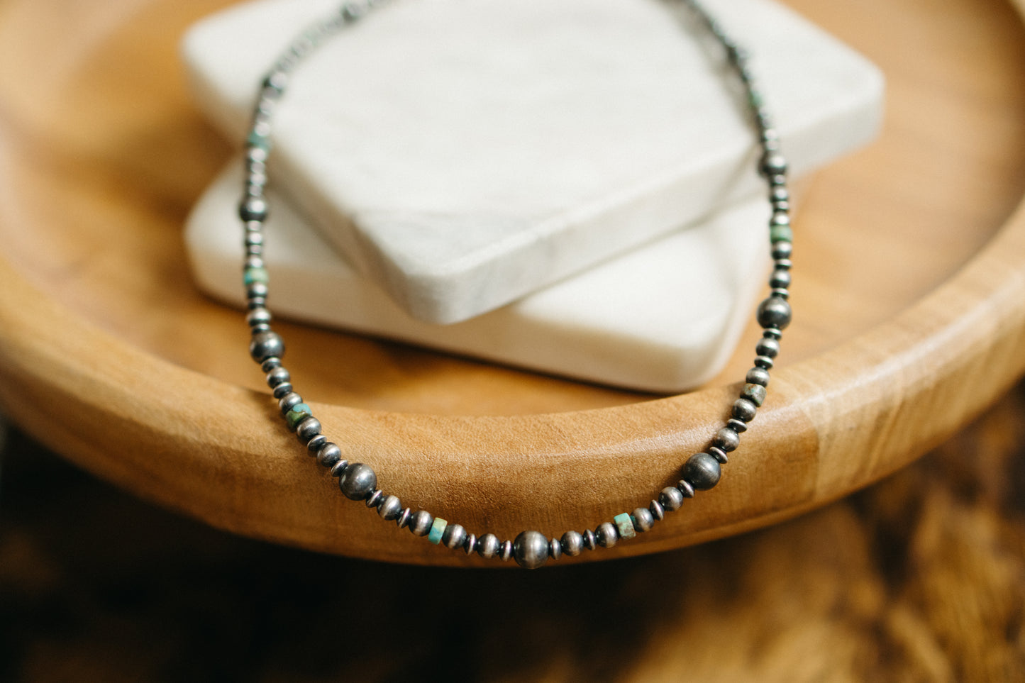 Graduated Pearls with Turquoise Necklace
