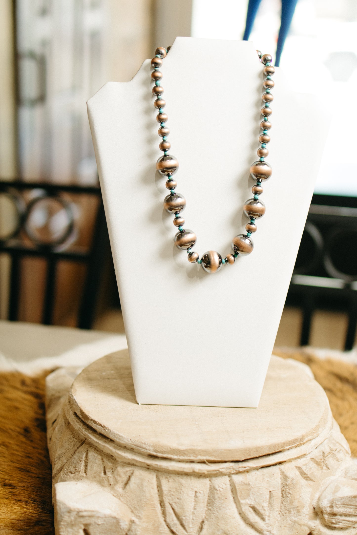 Copper Pearls with Turquoise Necklace