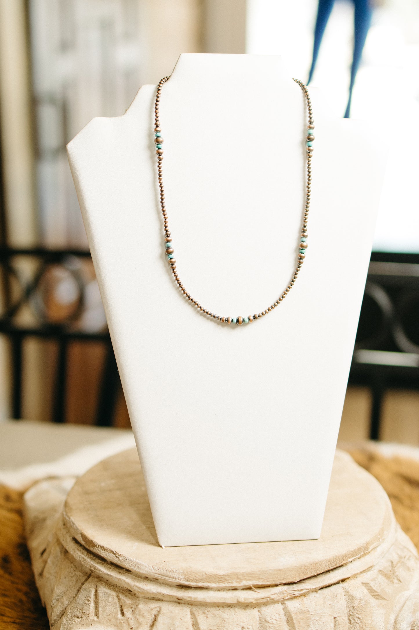 Copper Pearls with Turquoise Necklace