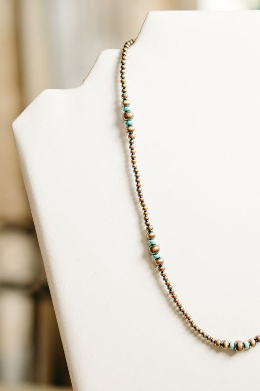 Copper Pearls with Turquoise Necklace