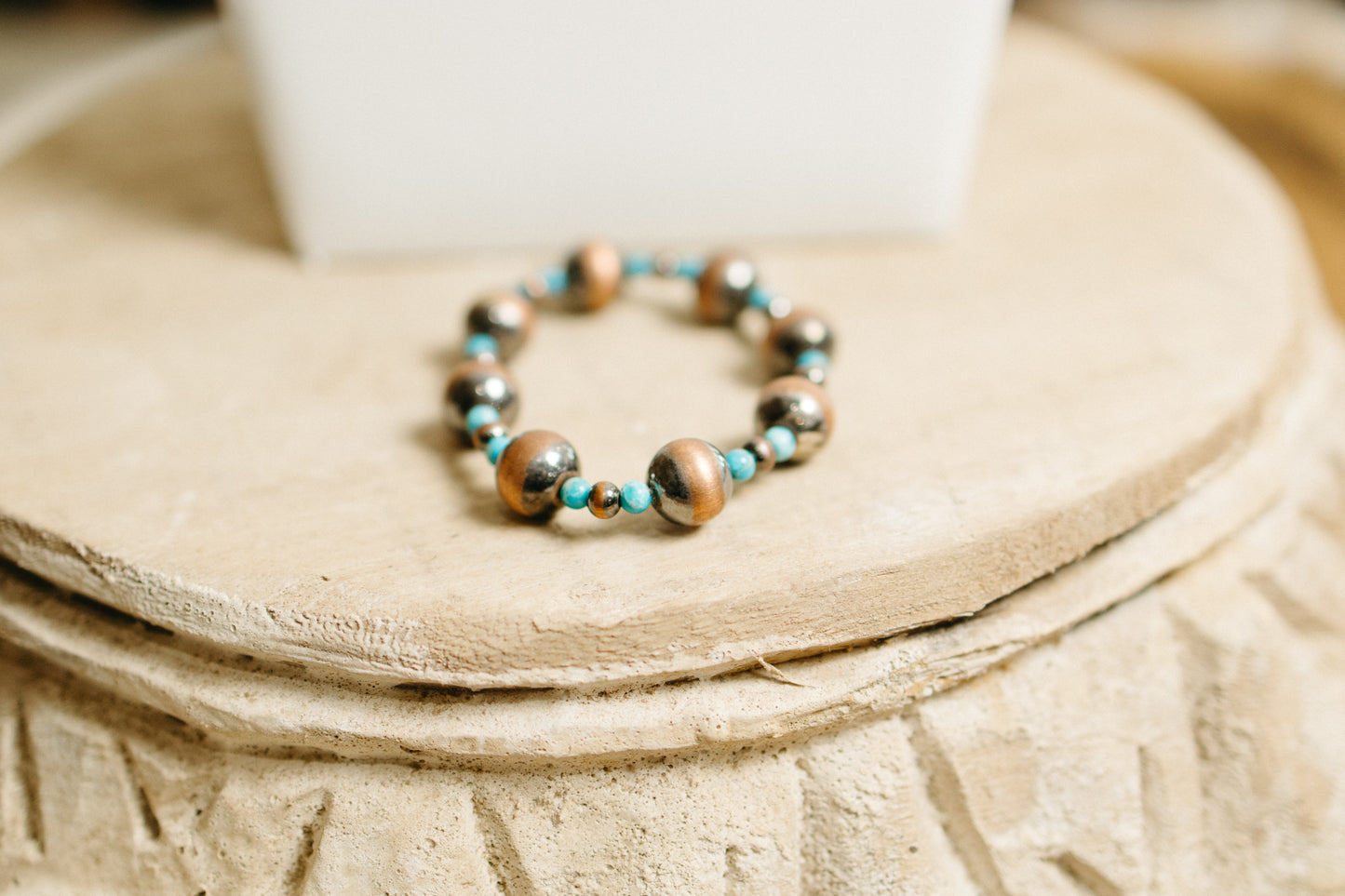 Copper Pearl bracelet with Turquoise