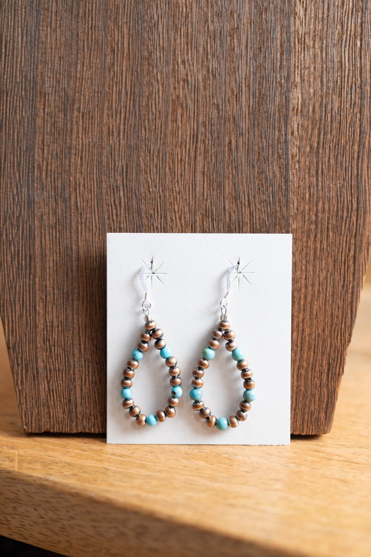 Copper Teardrop with Turquoise Earrings